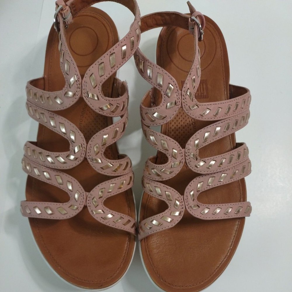 Fitflop Strata Gladiator Sandals Dusty Pink Color Whip Stitch Womens Size 7 EUC